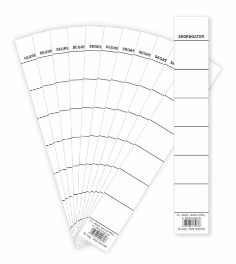 Etykiety opisowe do segregatora biały [mm:] 30x190 Warta