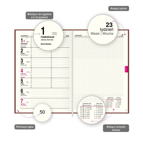 Kalendarz książkowy (terminarz) A5 Press (tygodniowy)