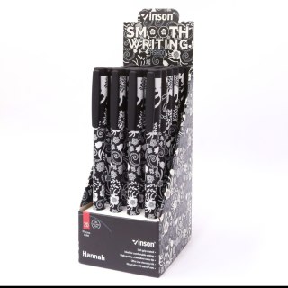 Długopis olejowy Fashion A71 KWIATY BLACK-WHITE wkład niebieski 0,7mm Vinson