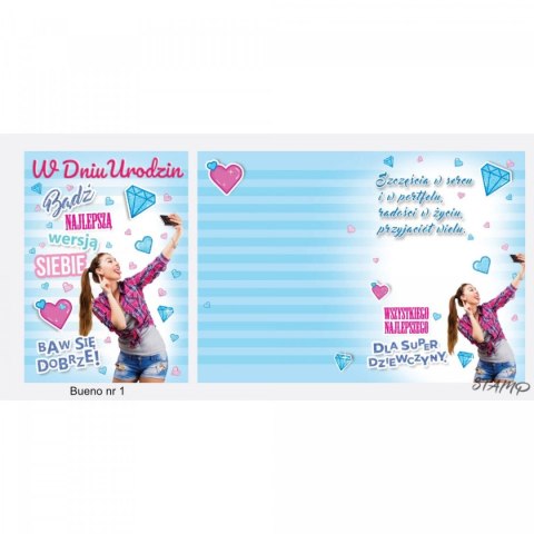 Kartka składana B6 Bueno Urodzinowy dla dziewczyny Ev-corp (STKB-01)