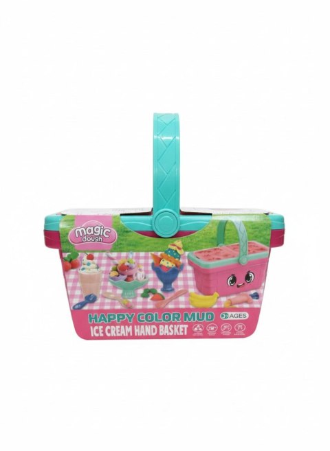 Masa plastyczna dla dzieci koszyczek różowy z foremkami mix Artyk (176760)