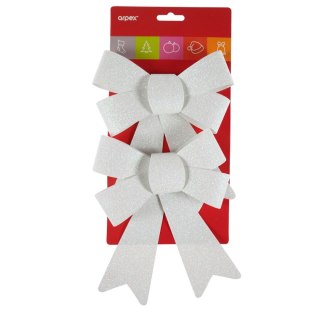 Kokarda 2 szt., białe brokatowe Arpex (BN5410BIA-0608)