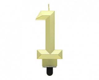 Świeczka urodzinowa cyferka 1 - Diament, metalik złoty, 7.6 cm Godan (PF-SDZ1)