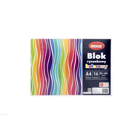 Blok rysunkowy kolorowy A4 kolorowy 16k Rexus (4409)