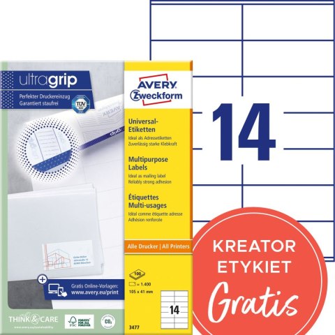 Etykieta samoprzylepna biały [mm:] 105x41 Zweckform (3477)