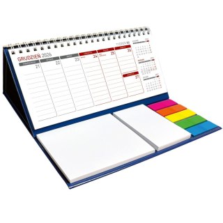 Kalendarz biurkowy tygodniowy MAXI biurkowy z notesem, spiralowany 210mm x 110mm Wydawnictwo Wokół Nas (KB 044 B granatowy)