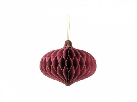 Dekoracja na choinkę Bombka papierowa honeycomb Owal, bordo, 16x15cm Partydeco (BP1-15-082)