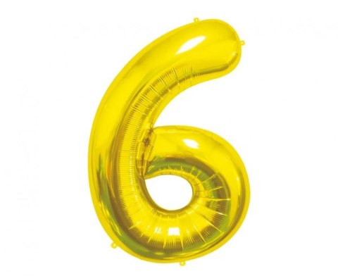 Balon foliowy Cyfra 6, złota, 85 cm 85cal Godan (BC-HZL6)