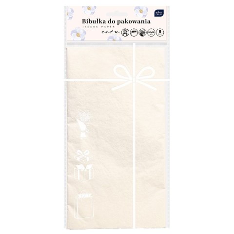 Bibuła gładka ECRU do pakowania prezentów 5902277361950 ecru 500mm x 700mm Interdruk (50x70)