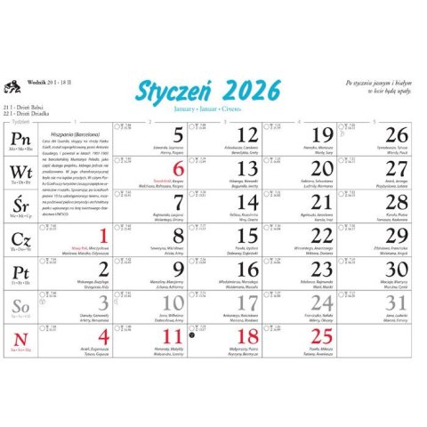 Kalendarz ścienny Piękne krajobrazy rodzinny 2026 280mm x 200mm Lucrum (WL04)