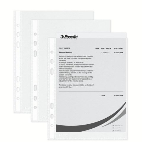 Koszulki na dokumenty A5 kolor: przezroczysty typu U 43 mic. Esselte (23782)