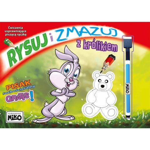Książeczka edukacyjna rysuj i zmazuj królikiem Niko
