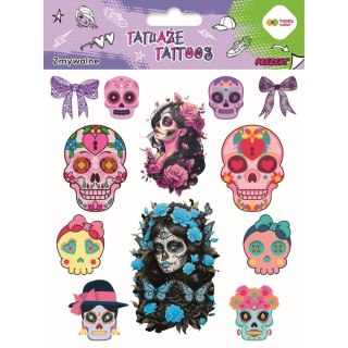Tatuaż zmywalny PINK SKULLS Happy Color (HA 4261 1520-UH01)