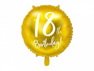 Balon foliowy 18 urodziny, złoty 45 cm 18cal Partydeco (FB24M-18-019)