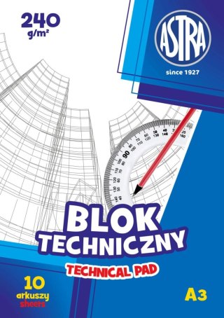 Blok techniczny A3 biały 240g 10k Astra