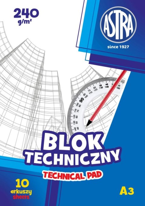 Blok techniczny A3 biały 240g 10k Astra
