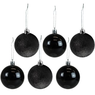 Bombki Zestaw bombek czarno-brokatowych (6 szt.) Arpex (BN6156)