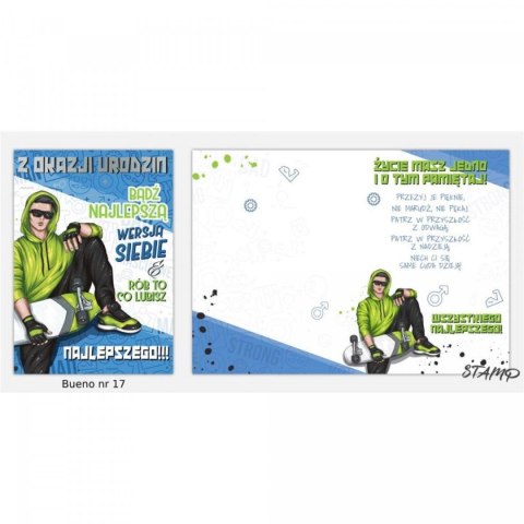 Kartka składana B6 Bueno Urodzinowy dla chłopaka Ev-corp (STKB-17)