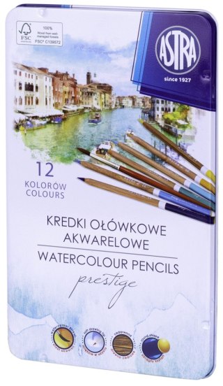 Kredki akwarelowe z drewna cedrowego 12 kol. Astra