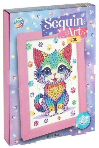 Zestaw kreatywny dla dzieci obraz z ramą, cekinowy kot Grafix