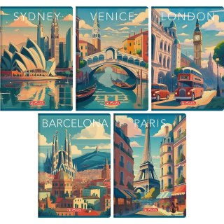 Zeszyt A5 Retro City 60k. 70g linia Herlitz (400196846)