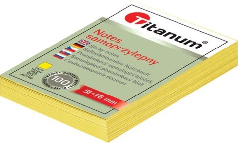 Notes samoprzylepny (karteczki) żółty 100k [mm:] 51x76 Titanum (S-2004)