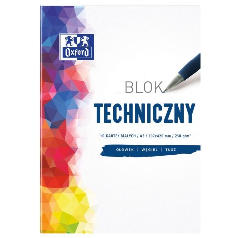 Blok techniczny Oxford A3 biały 250g 10k Oxford (400093232)