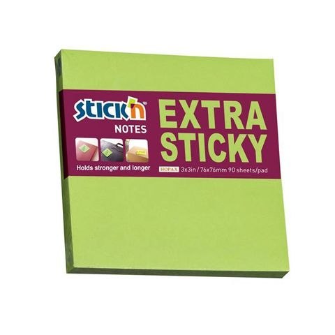 Notes samoprzylepny (karteczki) zielony neonowy 90k [mm:] 76x76 Stick'n (21672)
