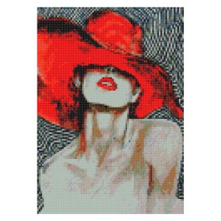 Zestaw kreatywny Diamentowa mozaika 30x40cm Kobieta w czerwonym kapeluszu Flamingo Line (TGD72669)