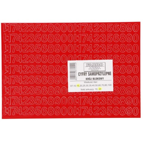 Cyfry samoprzylepne czerwone Farro