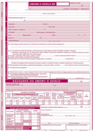 Druk offsetowy A4 Umowa o dzieło z rachunkiem A4 40k. Michalczyk i Prokop (510-1)