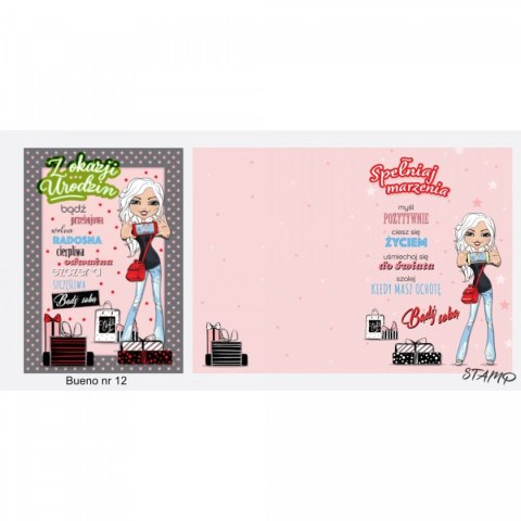 Kartka składana B6 Bueno Urodzinowy dla dziewczyny Ev-corp (STKB-12)