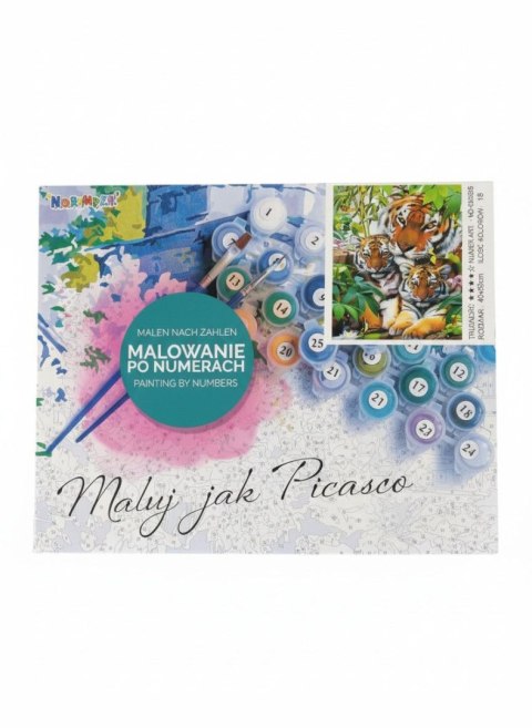 Zestaw kreatywny malowanie po numerach - 3 tygrysy 40x50cm Norimpex (NO-1008215)