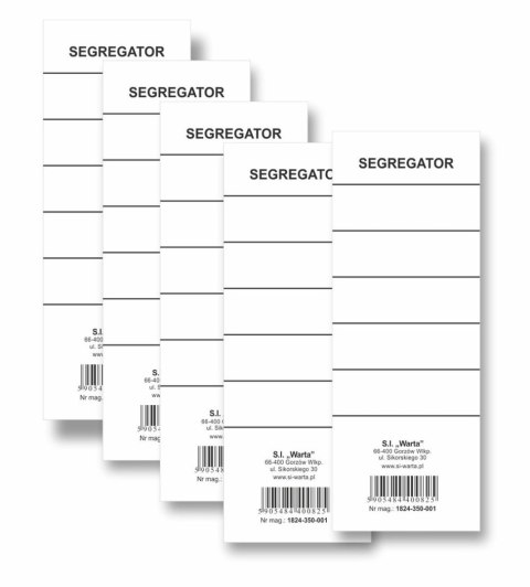 Etykiety opisowe do segregatora biały [mm:] 70x190 Warta (1824-350-001)