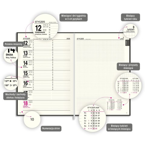 Kalendarz książkowy (terminarz) A4 Press (DZIENNY)