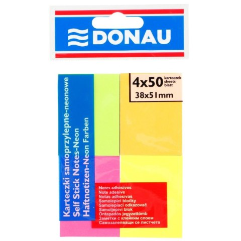 Notes samoprzylepny (karteczki) mix neonowy 200k [mm:] 38x51 Donau (7578001PL-99)