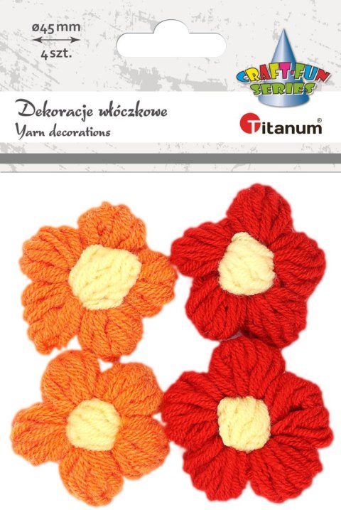 Ozdoba materiałowa Craft-Fun Series kwiaty z włóczki Titanum (24BR0201-O&R)