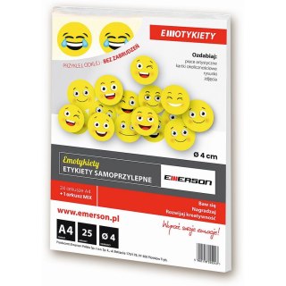 Etykieta samoprzylepna A4 emotykieta kółka żółte 40mm żółty Emerson (ETOKZOL003x025x012)