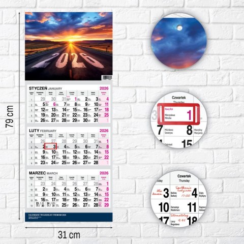 Kalendarz ścienny PREMIUM trójdzielny A4 Press (DROGA)