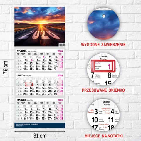 Kalendarz ścienny PREMIUM trójdzielny A4 Press (DROGA)