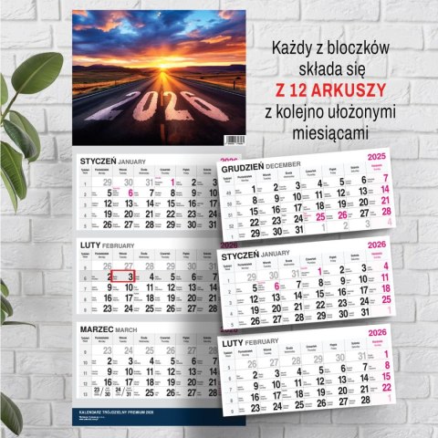 Kalendarz ścienny PREMIUM trójdzielny A4 Press (DROGA)