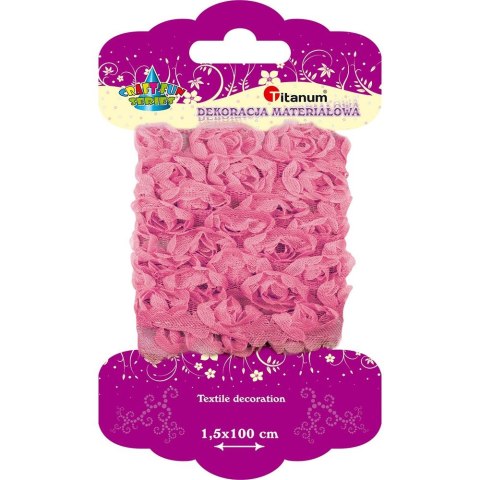 Ozdoba materiałowa Craft-Fun Series materiałowe róże na tiulowej tasiemce Titanum (D22)