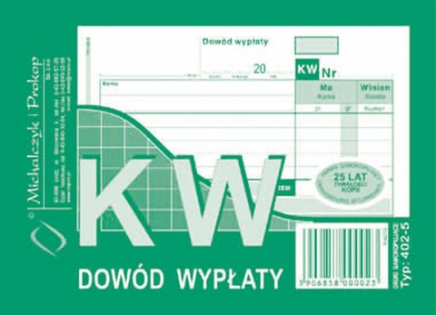 Druk samokopiujący A6 KW Dowód wypłaty 80k. Michalczyk i Prokop (402-5)