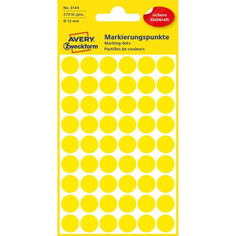 Etykieta do oznaczania kropki 12mm żółty [mm:] 12 Zweckform (314)