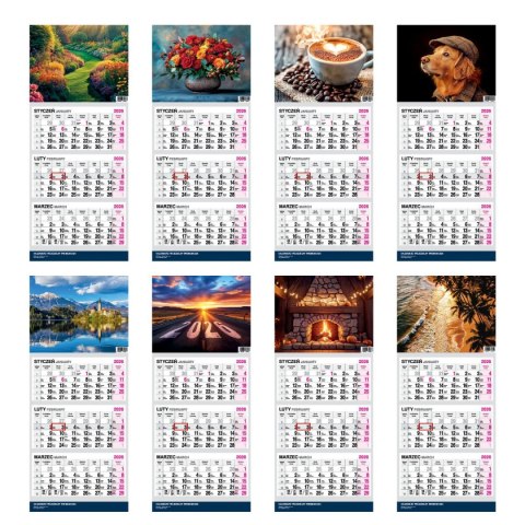 Kalendarz ścienny PREMIUM trójdzielny A4 Press (ŁÓDŹ)