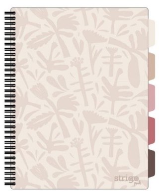 Kołozeszyt (kołonotatnik) A4 FLORAL BEŻOWY 100k. 80g krata Strigo (PADS044)