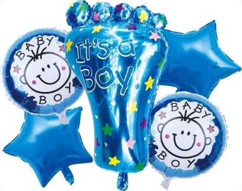 Balon gumowy zestaw balonów 6 elementów baby boy niebieski Antella