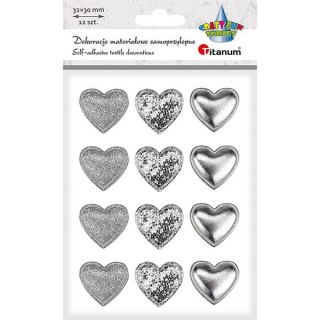 Ozdoba materiałowa Craft-Fun Series samoprzylepna Srebrne serduszka Titanum (BJ25042712)